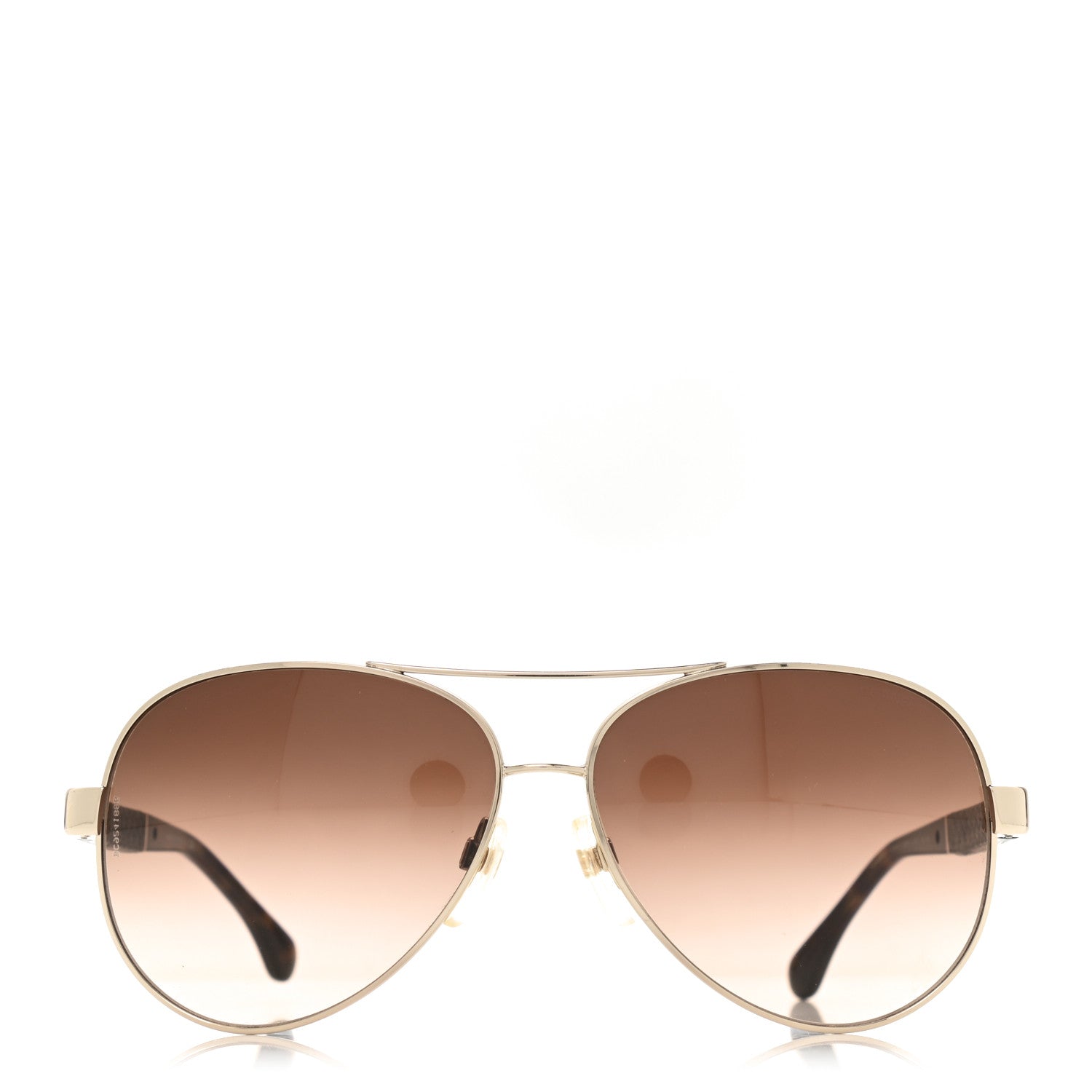 Chanel Lambskin Quilted CC Aviator Sunglasses 4195-Q Brown Gold 2 of 7