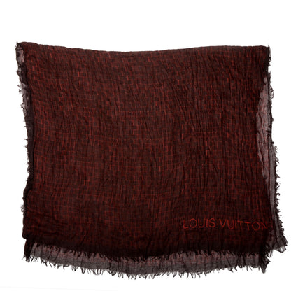 Louis Vuitton Cashmere Silk Etole Stole Damier Rouge 3 of 12