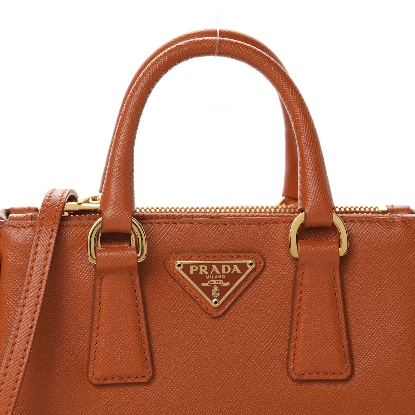 Saffiano Lux Micro Galleria Double Zip Tote Papaya