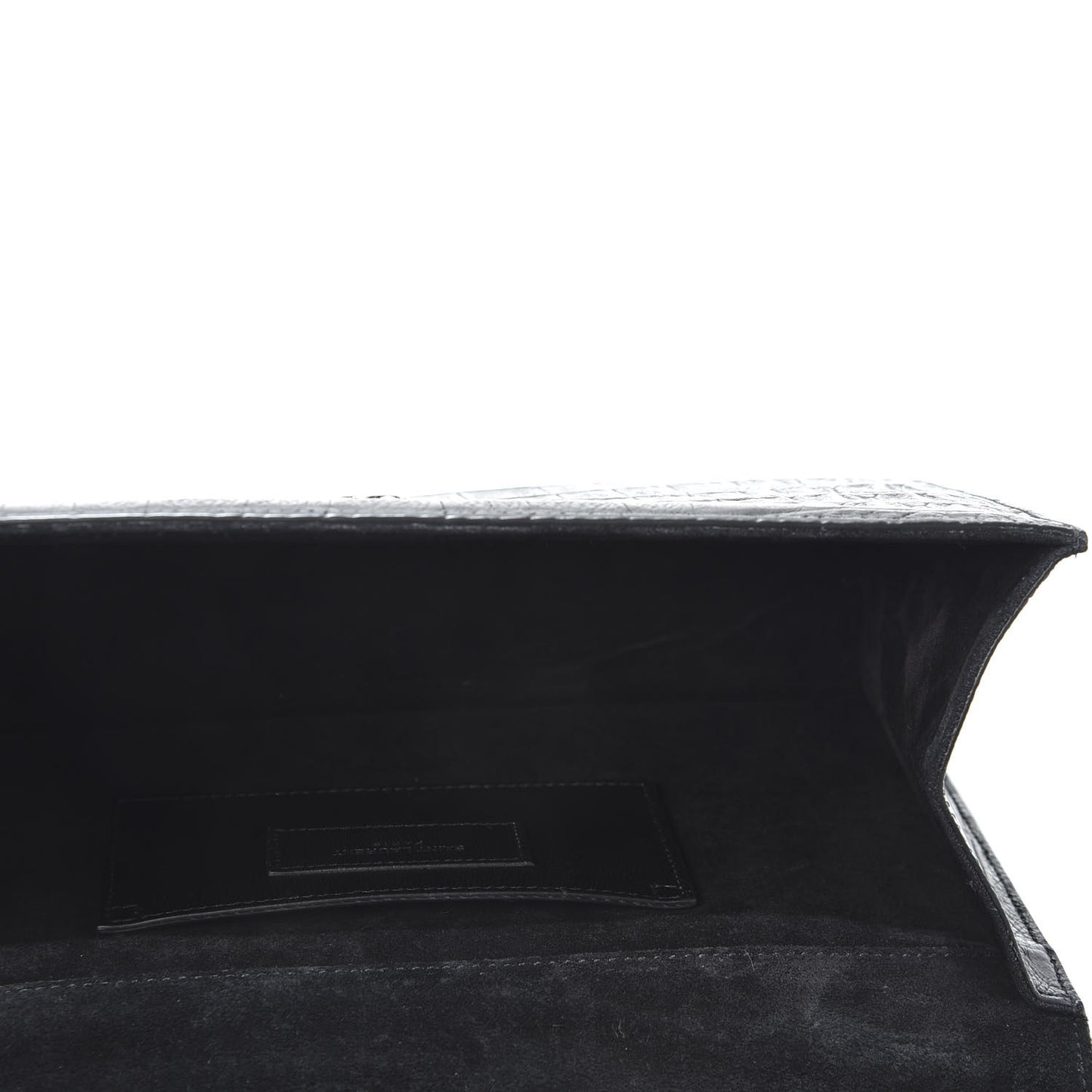 Calfskin Crocodile Embossed Medium Classic Monogram Kate Tassel Satchel Black