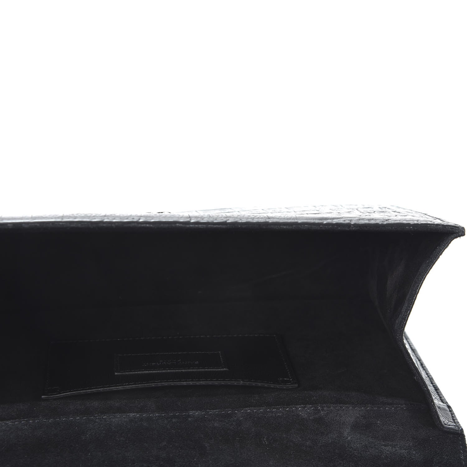 Saint Laurent Calfskin Crocodile Embossed Medium Classic Monogram Kate Tassel Satchel Black 4 of 9