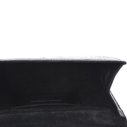 Saint Laurent Calfskin Crocodile Embossed Medium Classic Monogram Kate Tassel Satchel Black 4 of 9