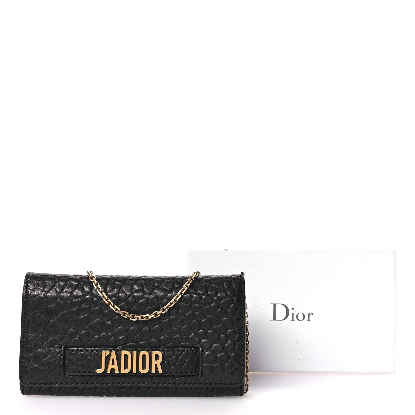Canyon Grained Lambskin J'Adior Wallet On Chain Pouch Black