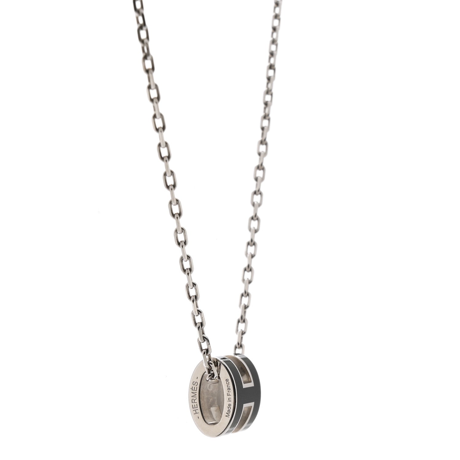 Hermes Lacquered Palladium Mini Pop H Pendant Necklace Black 6 of 7