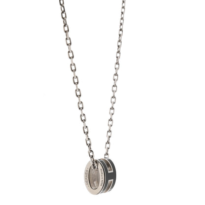 Hermes Lacquered Palladium Mini Pop H Pendant Necklace Black 6 of 7