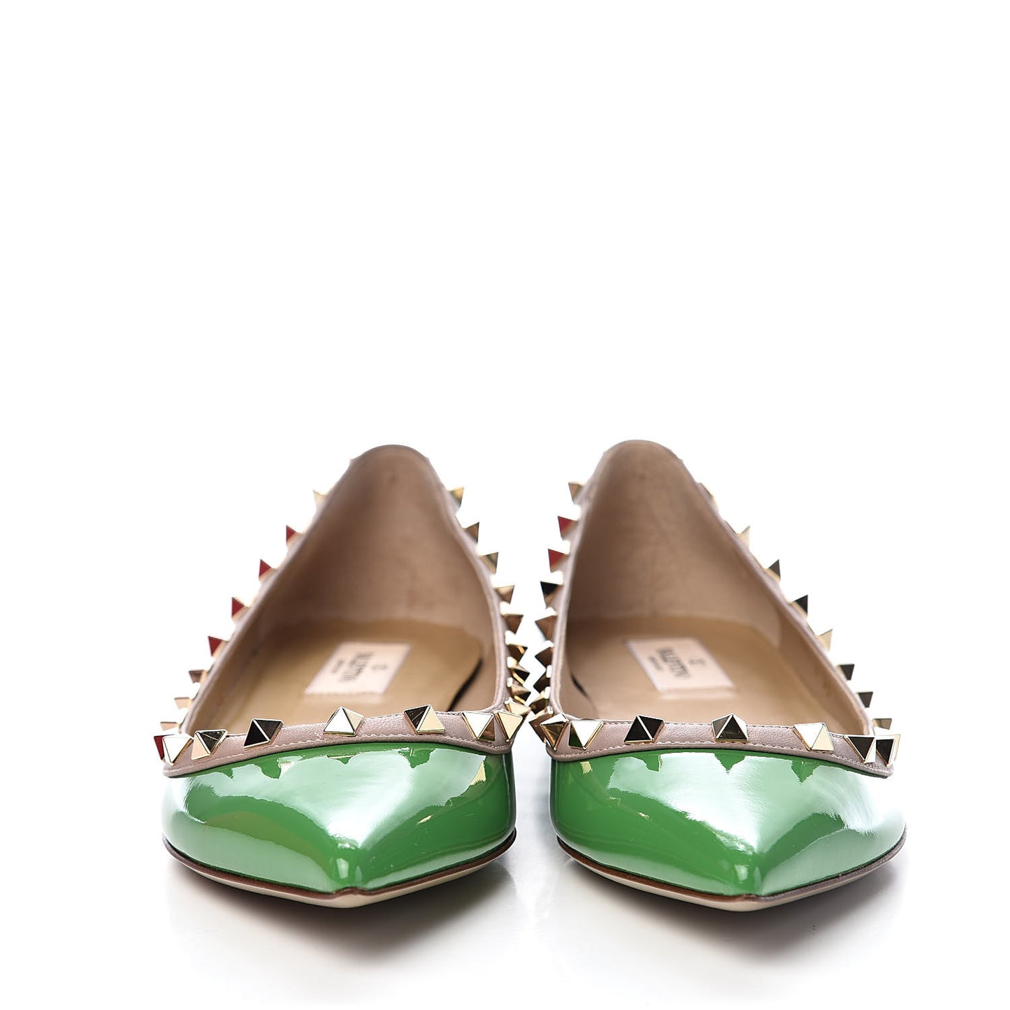 Patent Rockstud Ballerina Flats 38.5 Green Poudre