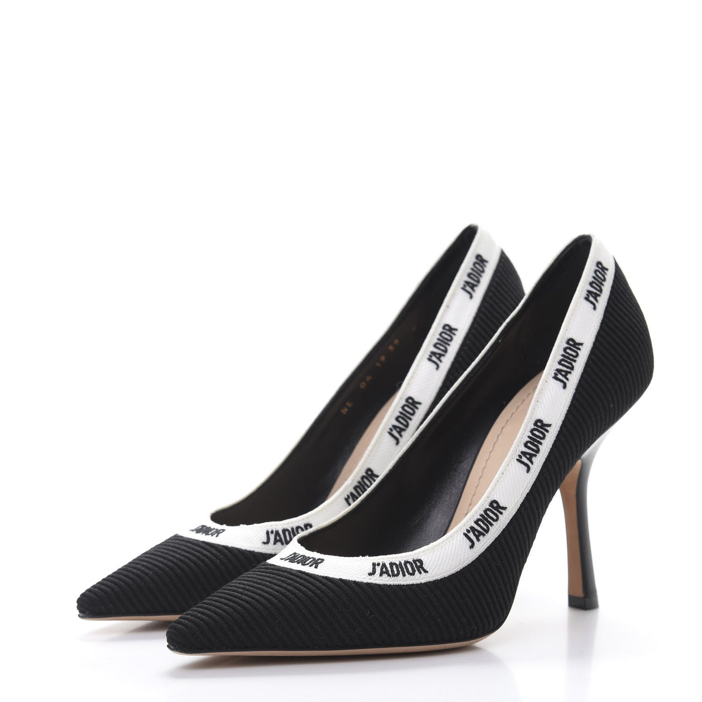 Technical Canvas Ribbon Embroidered J'Adior 100mm Pumps 39 Black