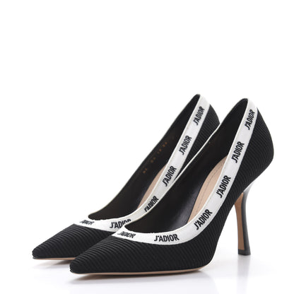 Christian Dior Technical Canvas Ribbon Embroidered J'Adior 100mm Pumps 39 Black 3 of 10