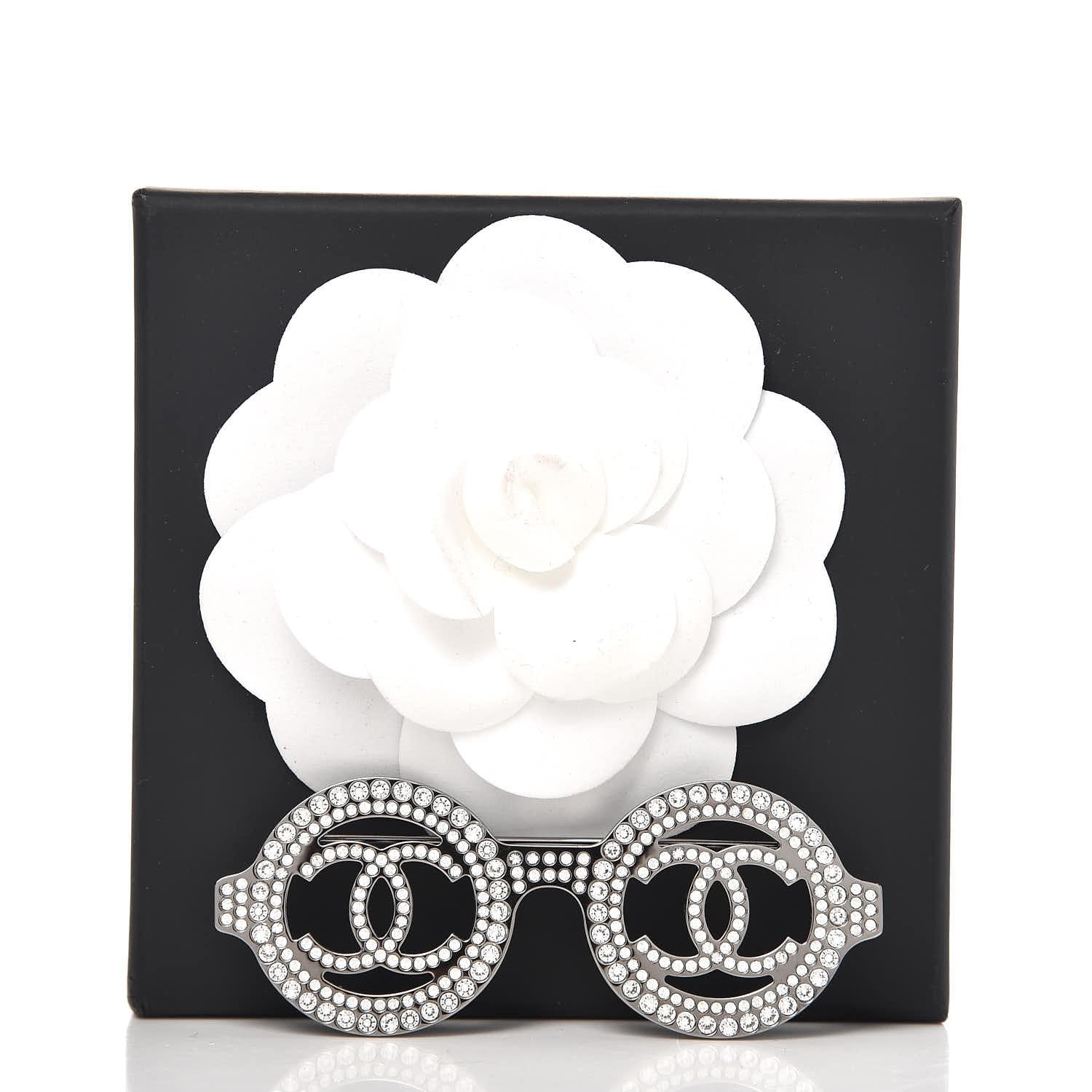 Chanel Crystal CC Sunglasses Brooch Silver 5 of 5