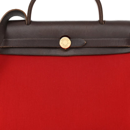 Hermes Military Toile Vache Hunter Herbag Zip Retourne 31 PM Rouge Piment Orange 8 of 14