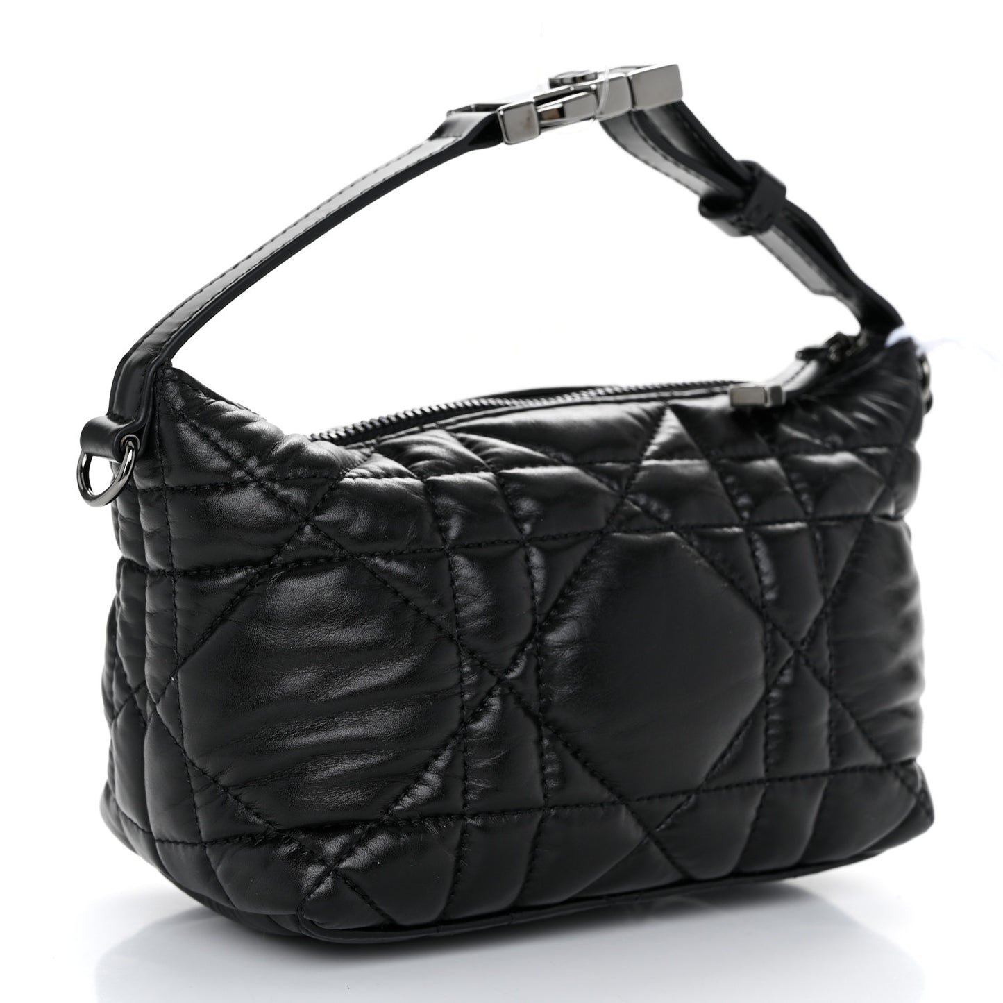 Calfskin Macrocannage Small Diortravel Nomad Pouch Black