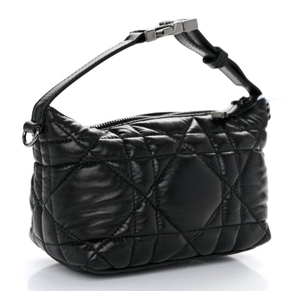 Christian Dior Calfskin Macrocannage Small Diortravel Nomad Pouch Black 3 of 10