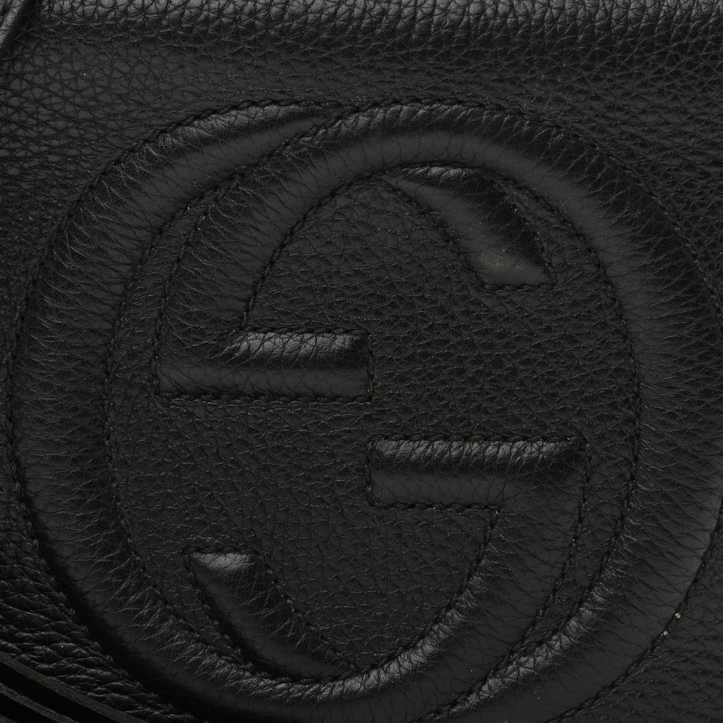 Pebbled Calfskin Small Soho Disco Bag Black