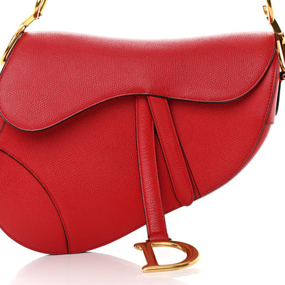 Christian Dior Grained Calfskin Saddle Bag Red 9 of 15
