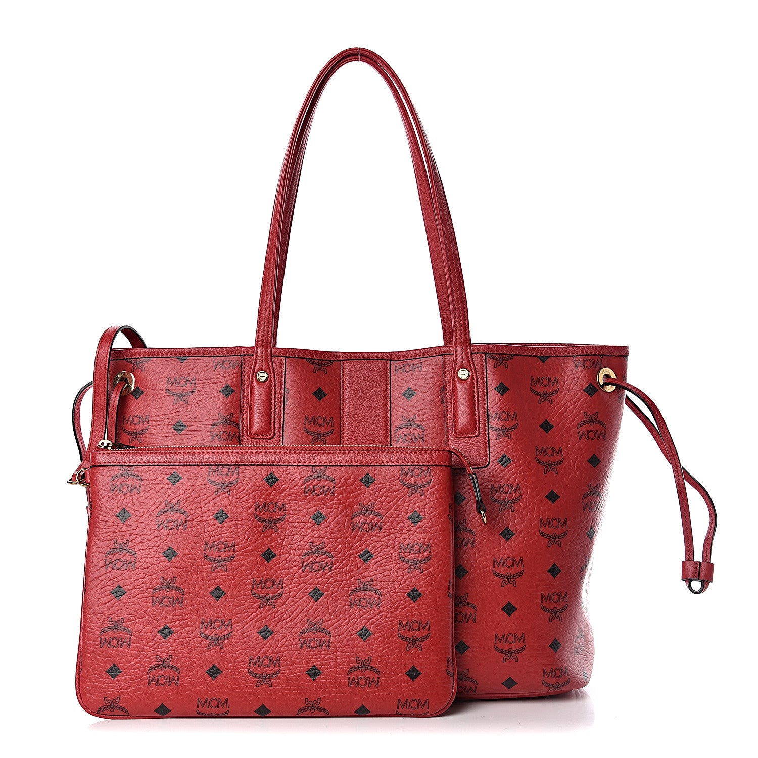 MCM Visetos Medium Liz Reversible Shopper Tote Ruby Red 1 of 17