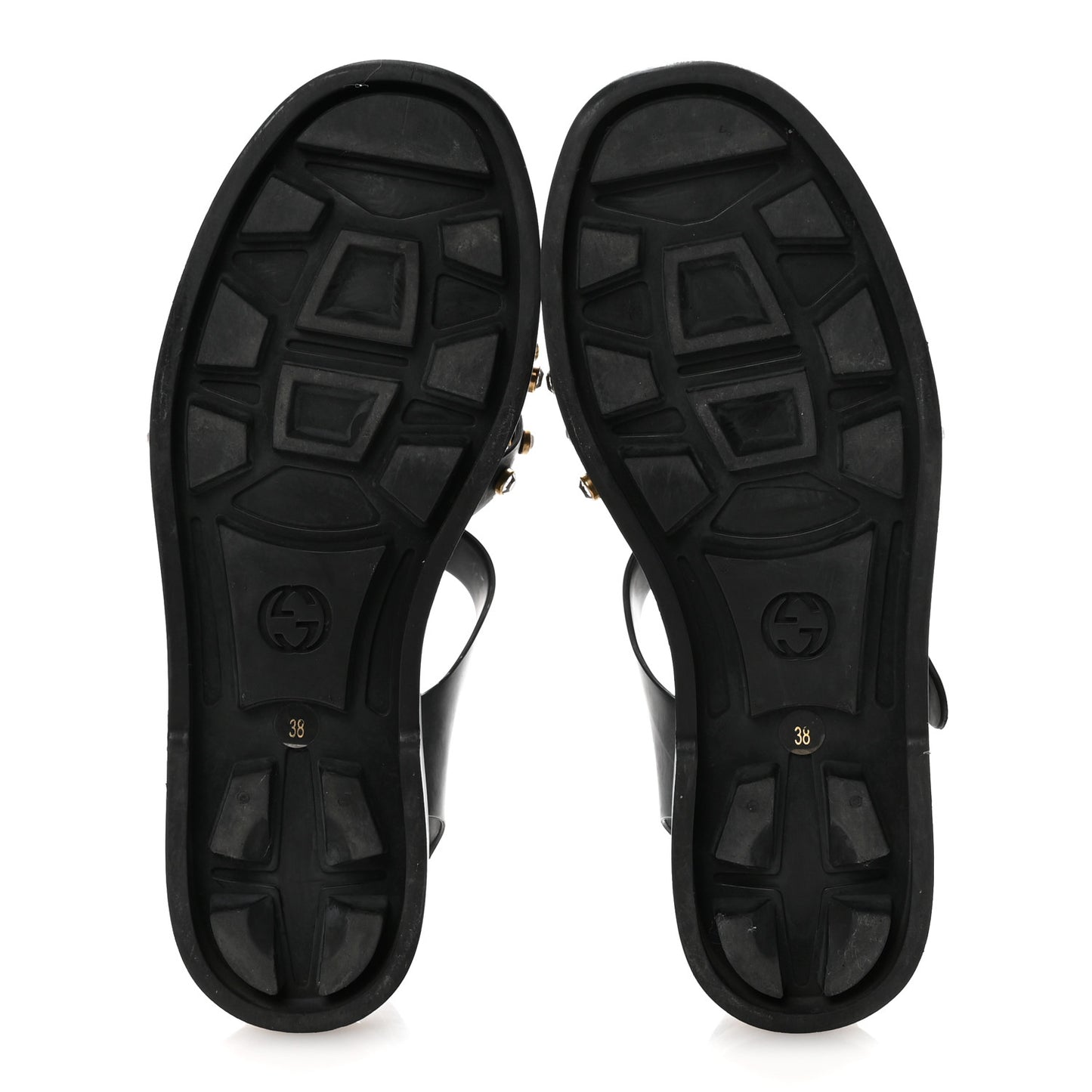 Rubber Crystal Womens Buckle Strap Sandals 38 Black
