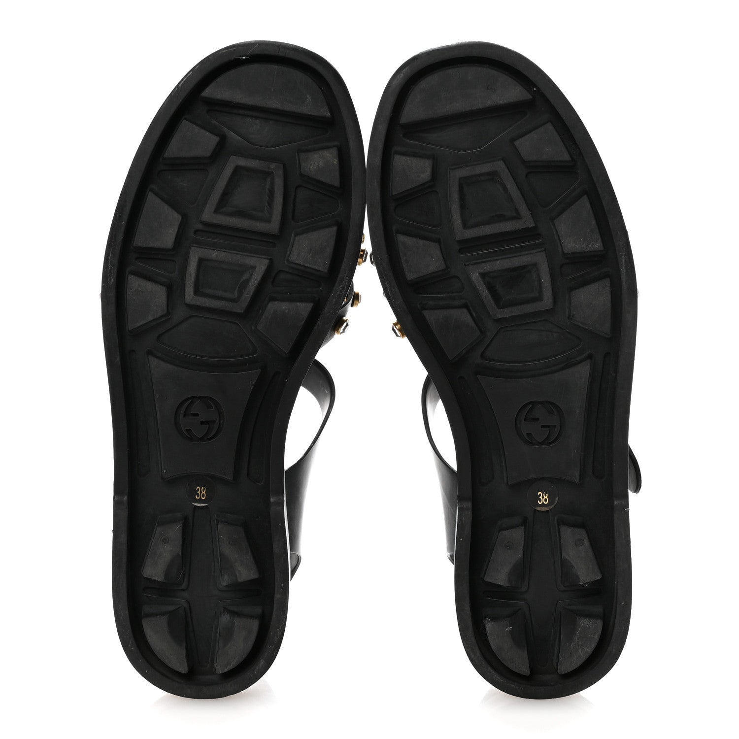Gucci Rubber Crystal Womens Buckle Strap Sandals 38 Black 6 of 8