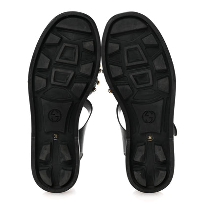 Gucci Rubber Crystal Womens Buckle Strap Sandals 38 Black 6 of 8