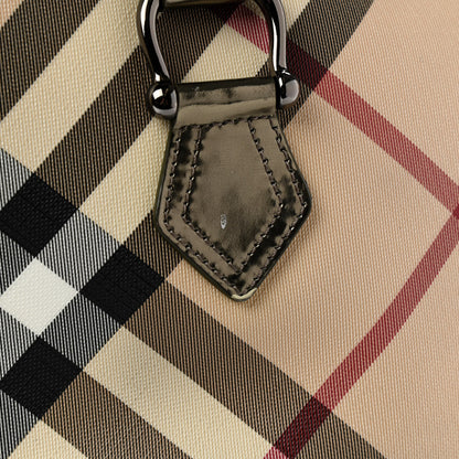 Burberry Metallic Supernova Check Patent Bowling Bag Pewter 17 of 20