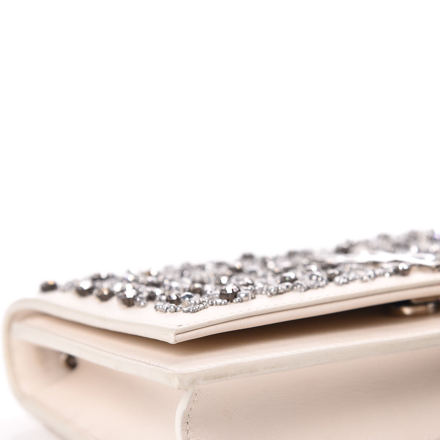 Saint Laurent Calfskin Bead Embellished Kate Monogram Tassel Chain Wallet White 6 of 17
