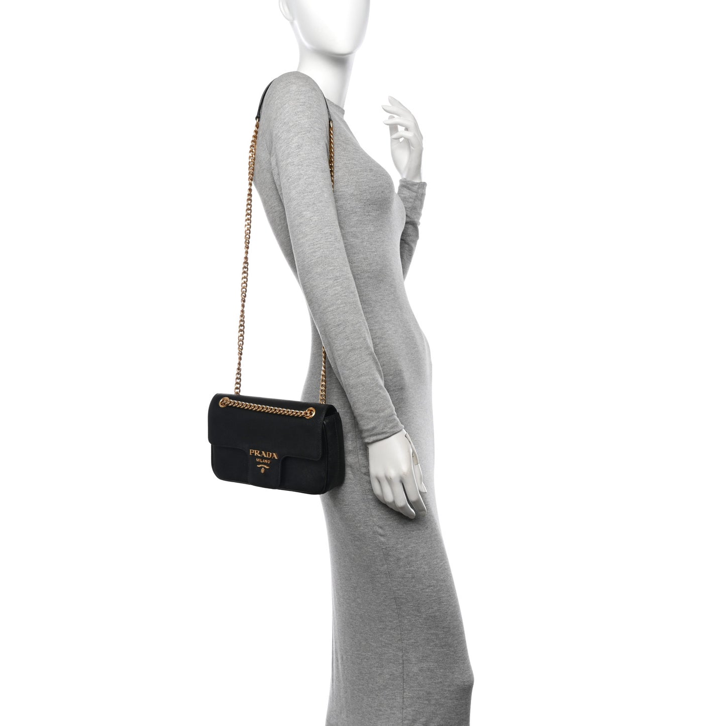 Saffiano Flap Shoulder Bag Black