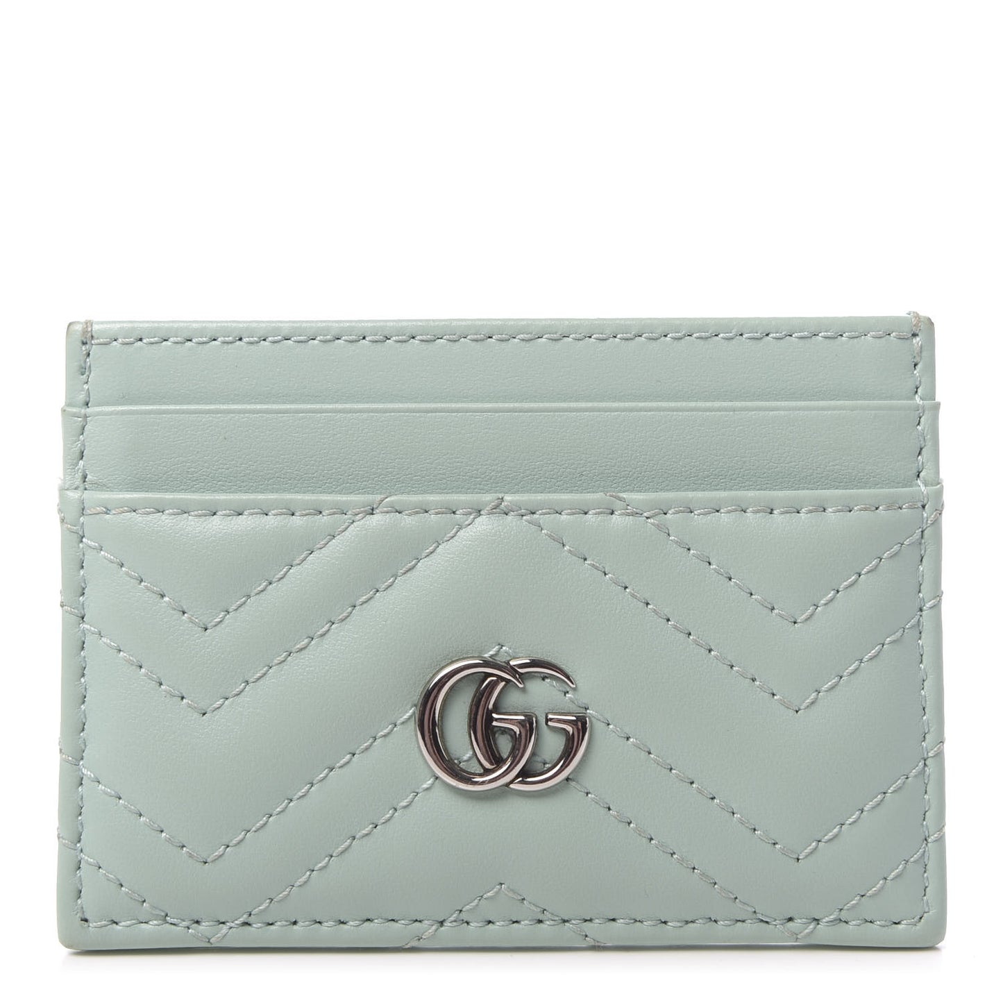 Calfskin Matelasse GG Marmont Card Holder Water Green