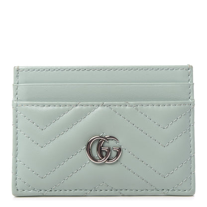 Gucci Calfskin Matelasse GG Marmont Card Holder Water Green 1 of 7