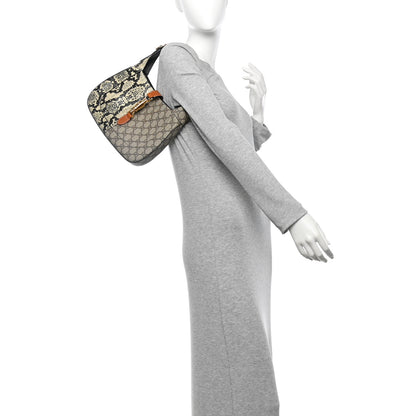 Gucci GG Supreme Monogram Snakeskin Small Jackie 1961 Hobo Beige Ebony 2 of 10