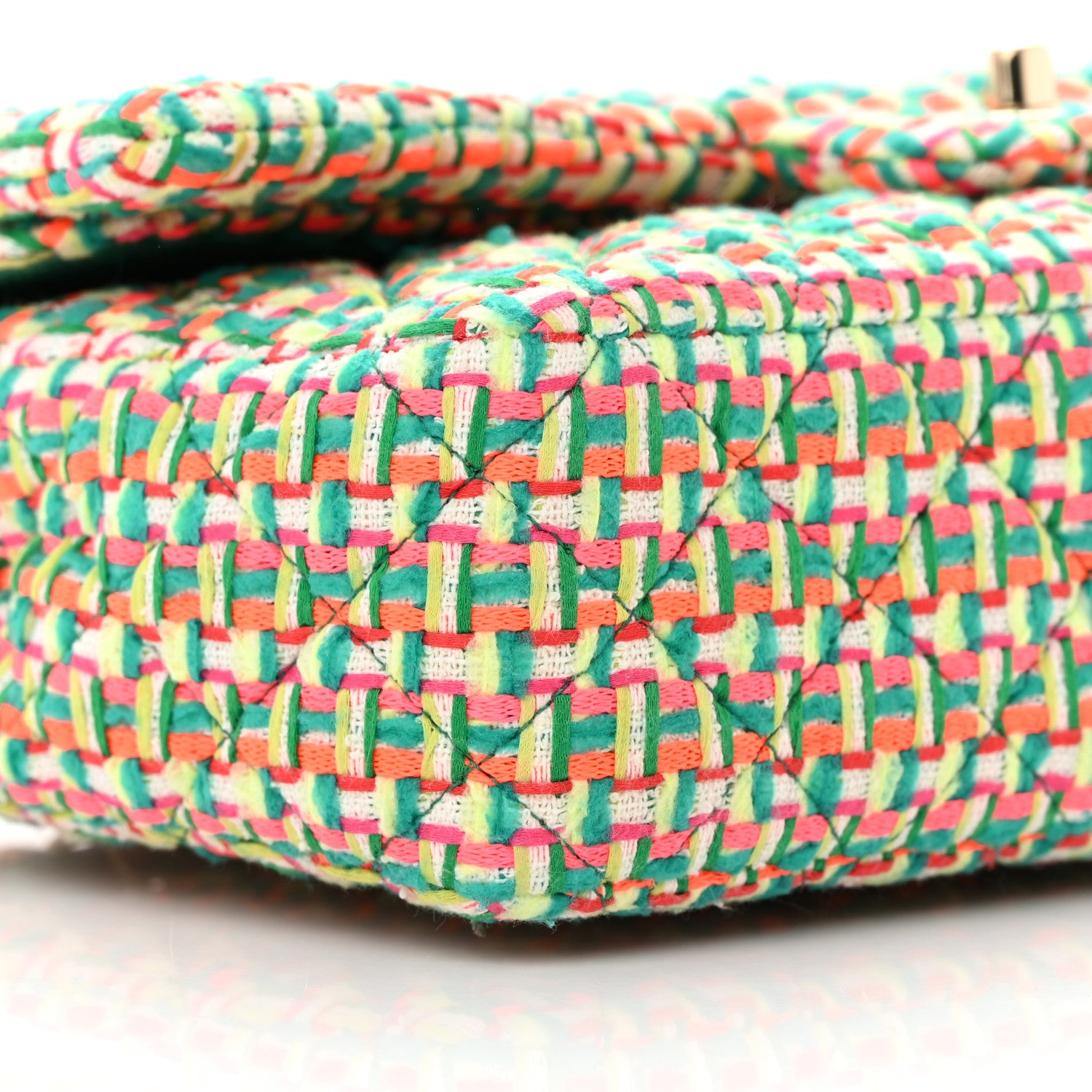 Chanel Tweed Quilted Medium Double Flap Multicolor Green 9 of 12