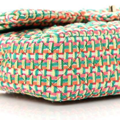 Chanel Tweed Quilted Medium Double Flap Multicolor Green 9 of 12