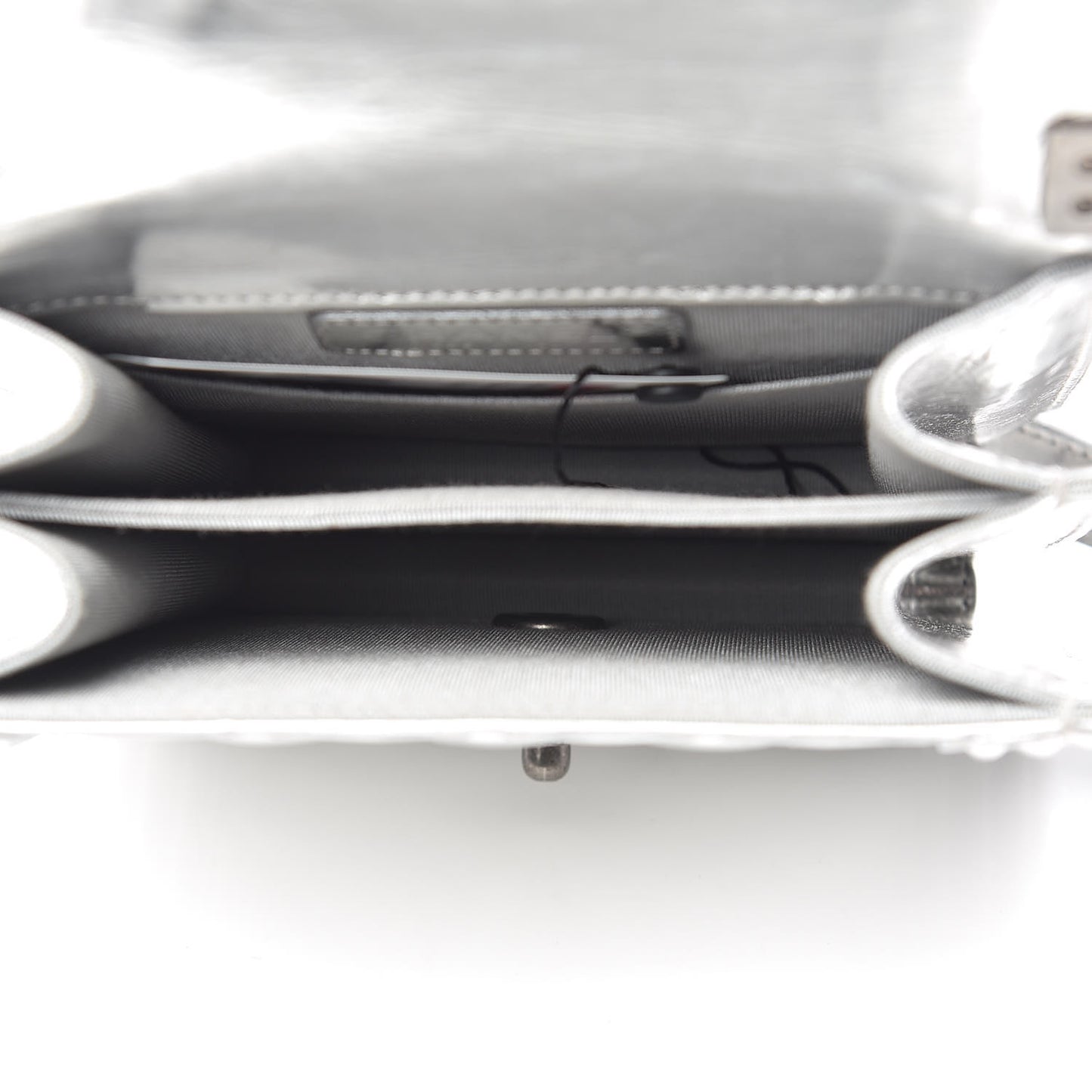 Metallic Goatskin Quilted North South Boy Flap Silver