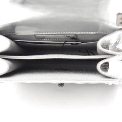 Chanel Metallic Goatskin Quilted North South Boy Flap Silver 5 of 10