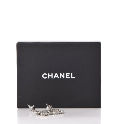 Chanel Baguette Crystal CC Dangle Earrings Silver 5 of 5