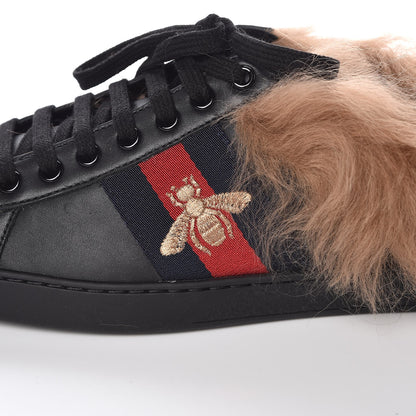 Gucci Calfskin Wool Web Bee Embroidered Mens Ace Sneakers 6 Black 8 of 9