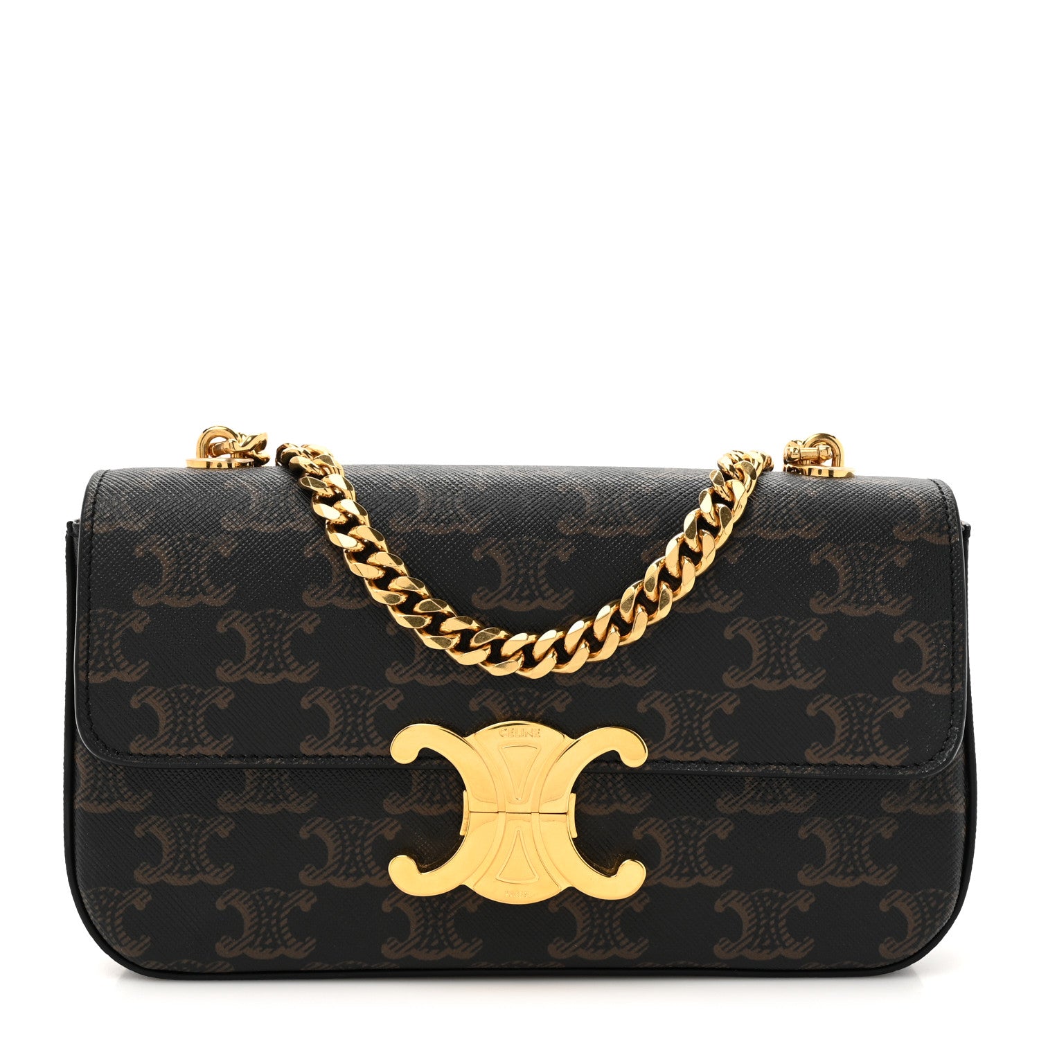 Celine Triomphe Canvas Chain Shoulder Bag Tan 1 of 12