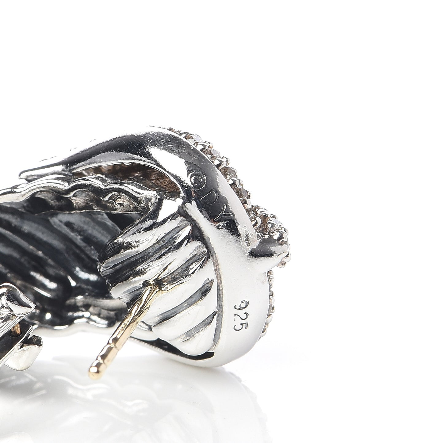 Sterling Silver Diamond Buckle Earrings