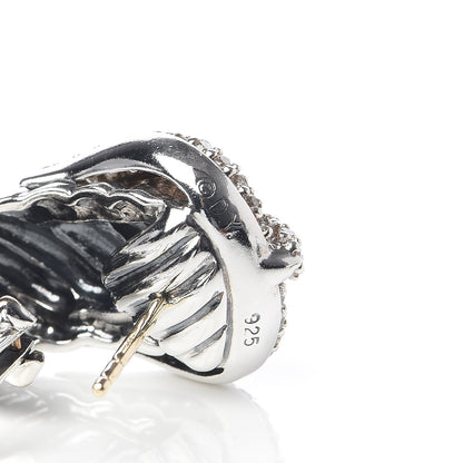 David Yurman Sterling Silver Diamond Buckle Earrings 4 of 4