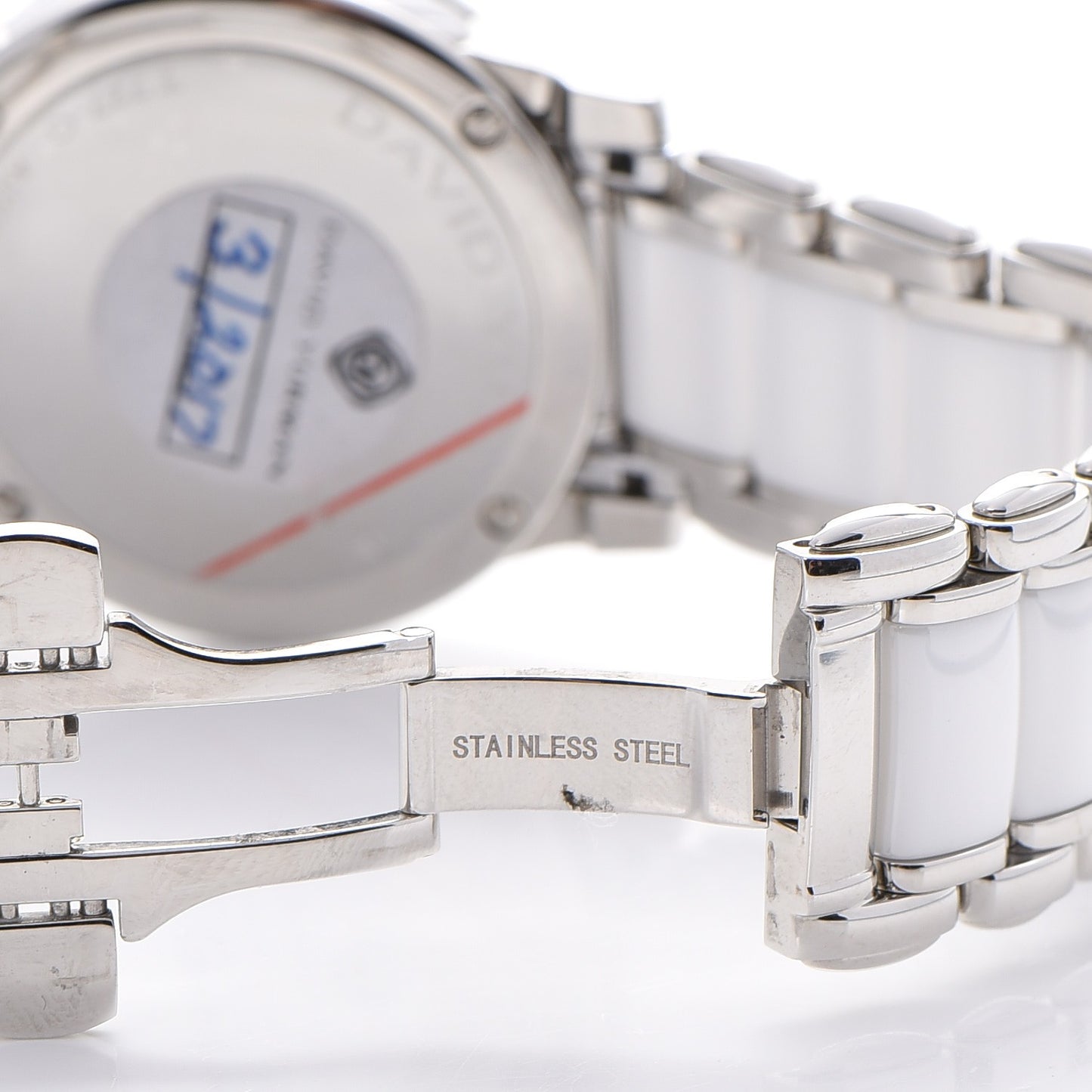 Stainless Steel Ceramic Diamond Bezel 34mm Classic Quartz Watch White