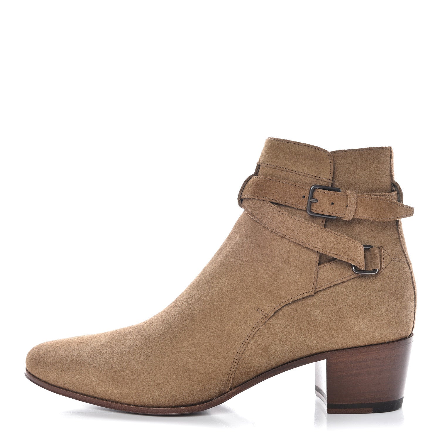 Saint Laurent Suede Womens Blake Ankle Boots 37.5 New Sigaro 1 of 9