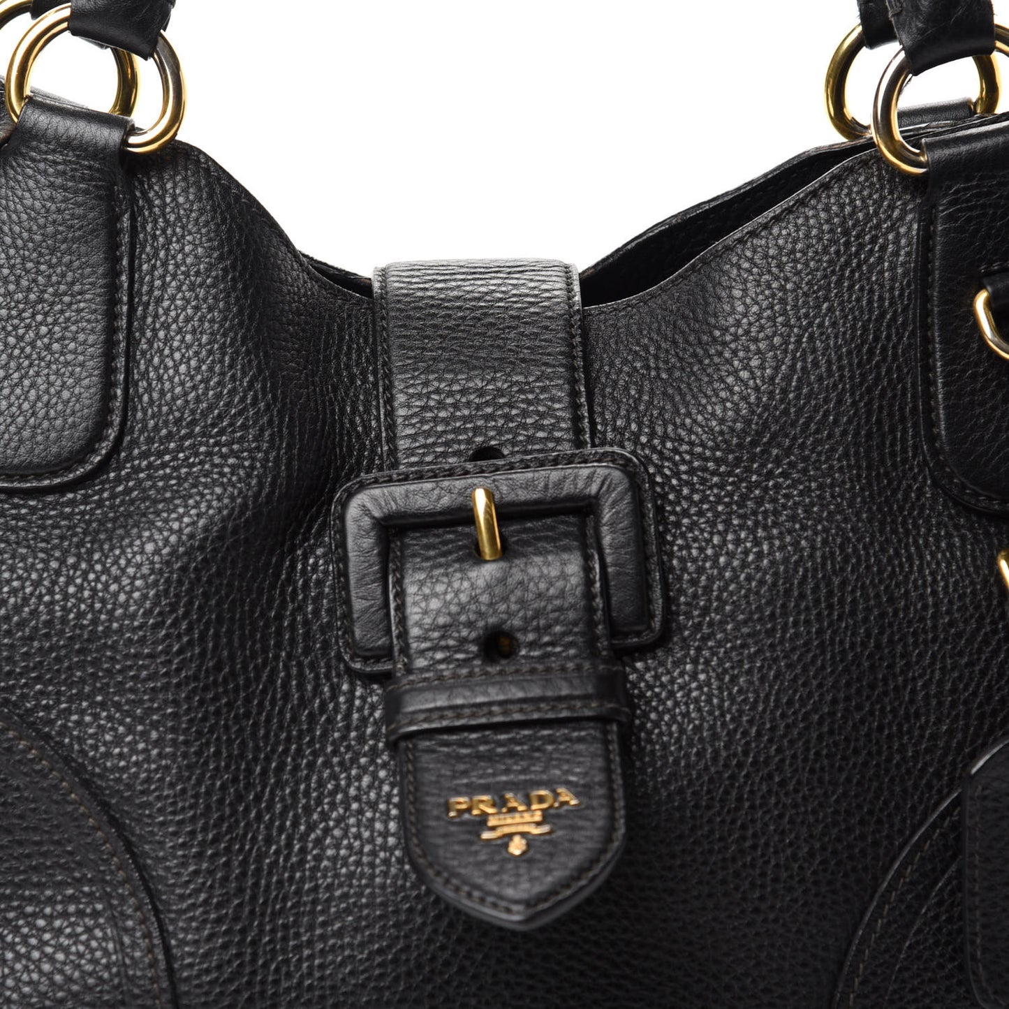 Vitello Daino Buckle Tote Black