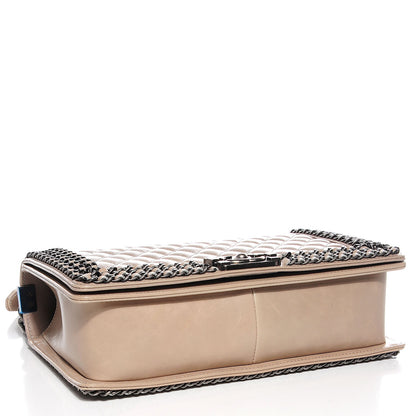 Chanel Calfskin Quilted Large Boy Chained Flap Beige 4 of 9