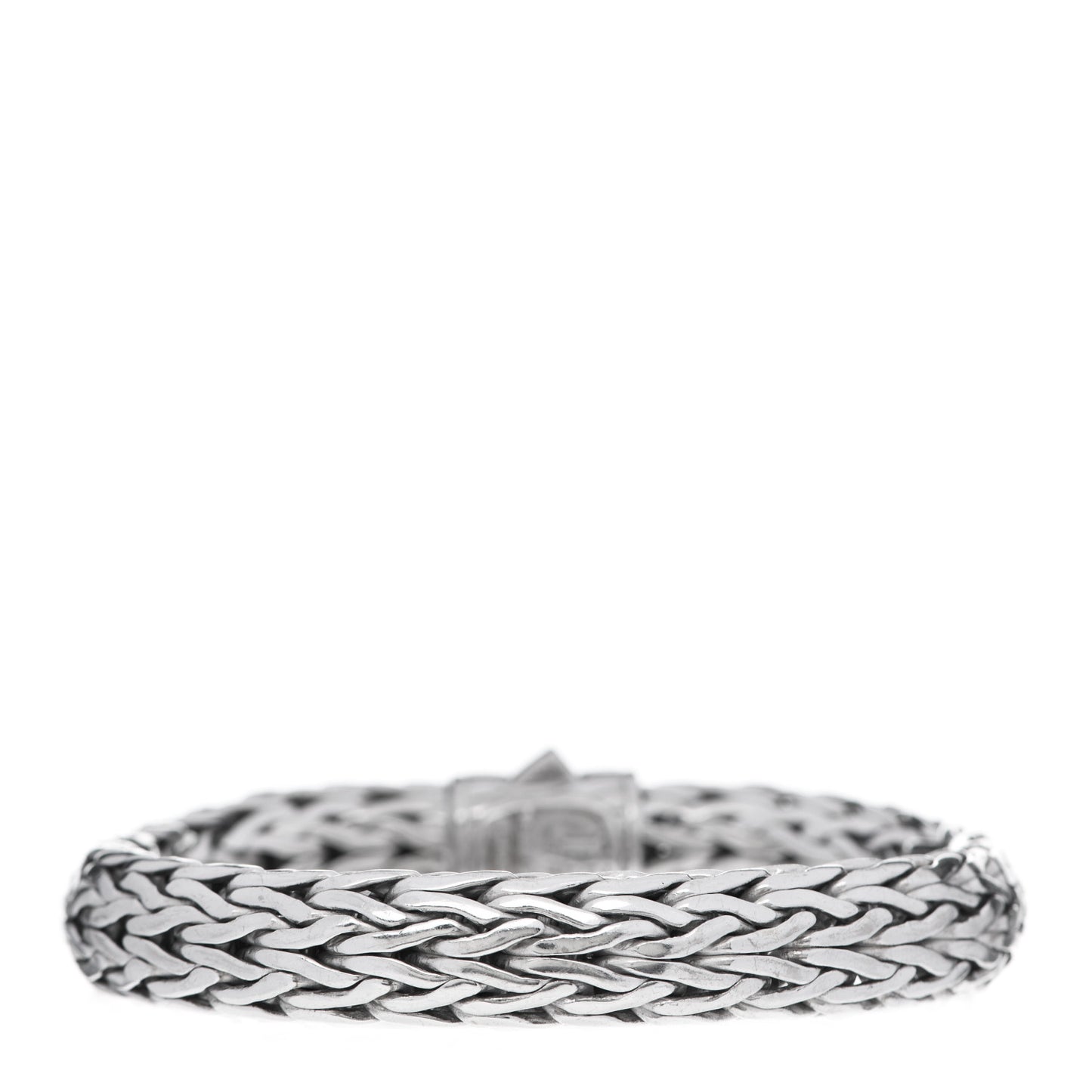 Sterling Silver 18K White Gold Diamond 11mm Classic Chain Bracelet