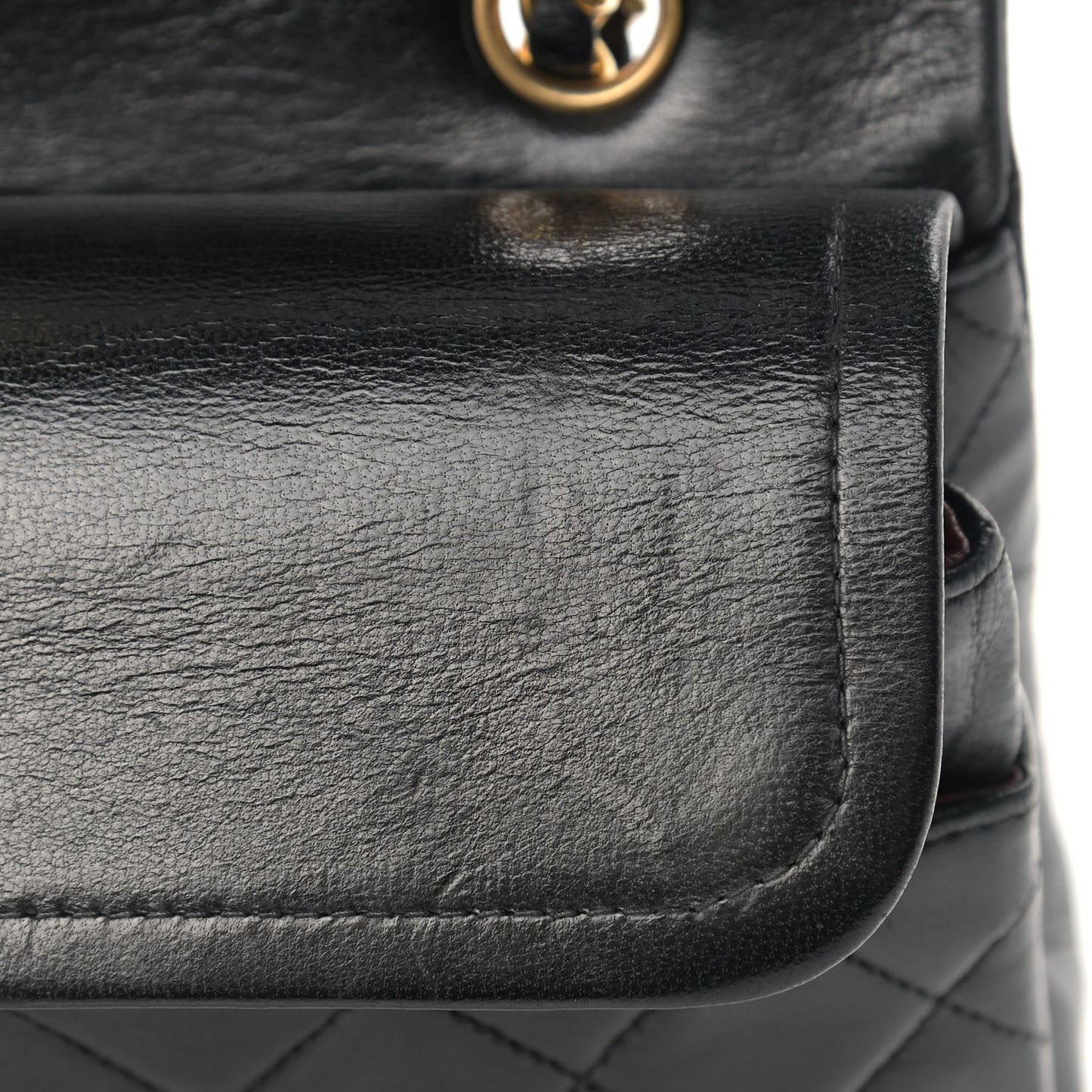 Lambskin Quilted Medium Double Flap Black