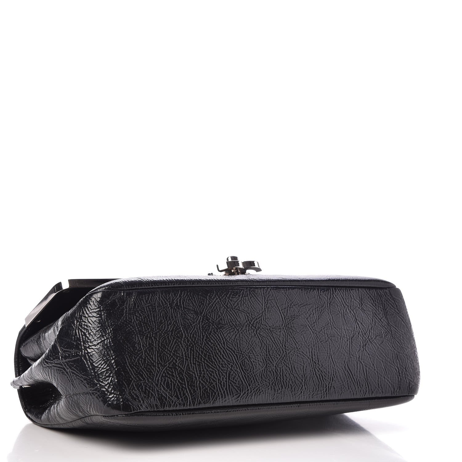 Chanel Distressed Patent Calfskin Small Frame Single Flap Black 4 of 7