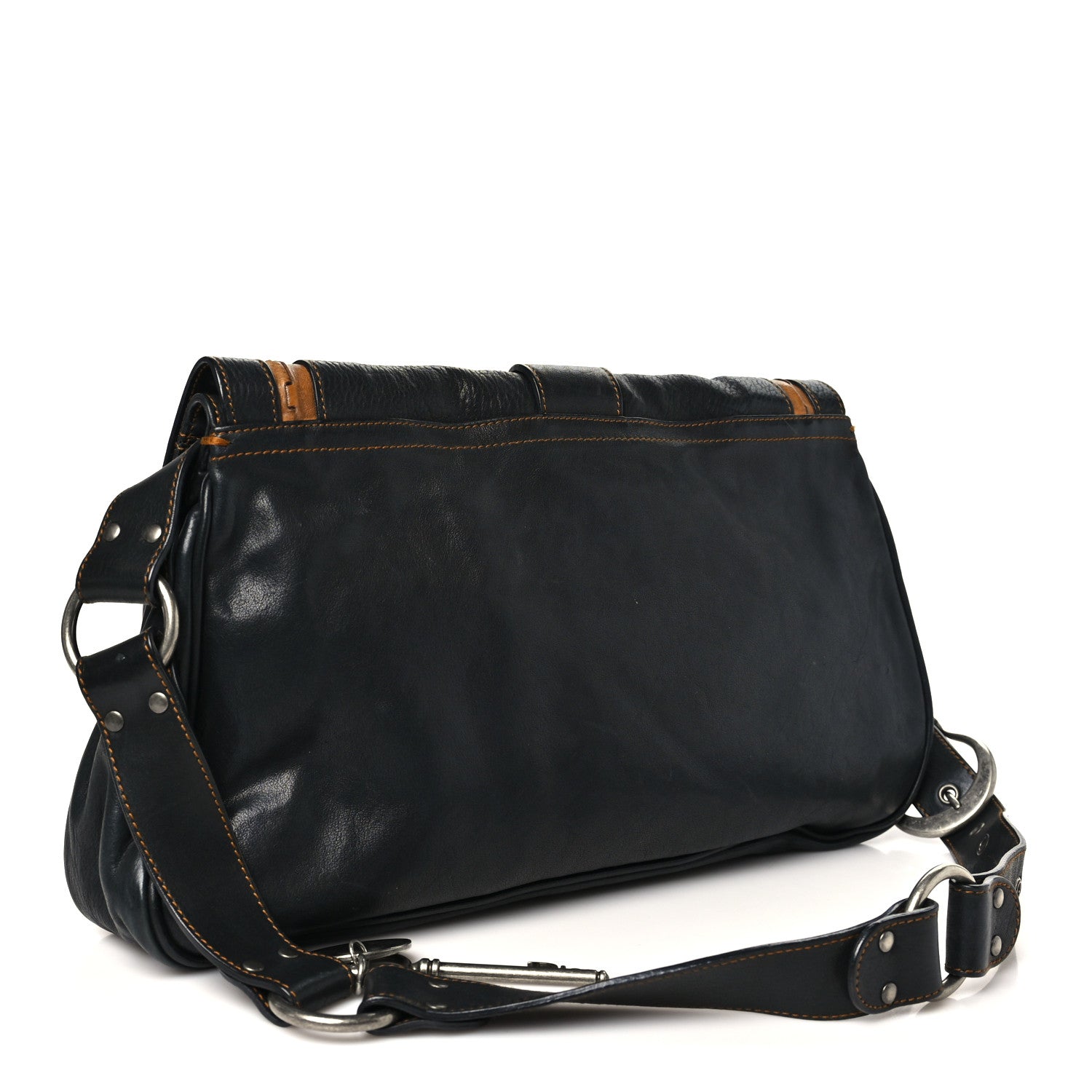 Christian Dior Calfskin Medium Gaucho Double Saddle Bag Black 3 of 10