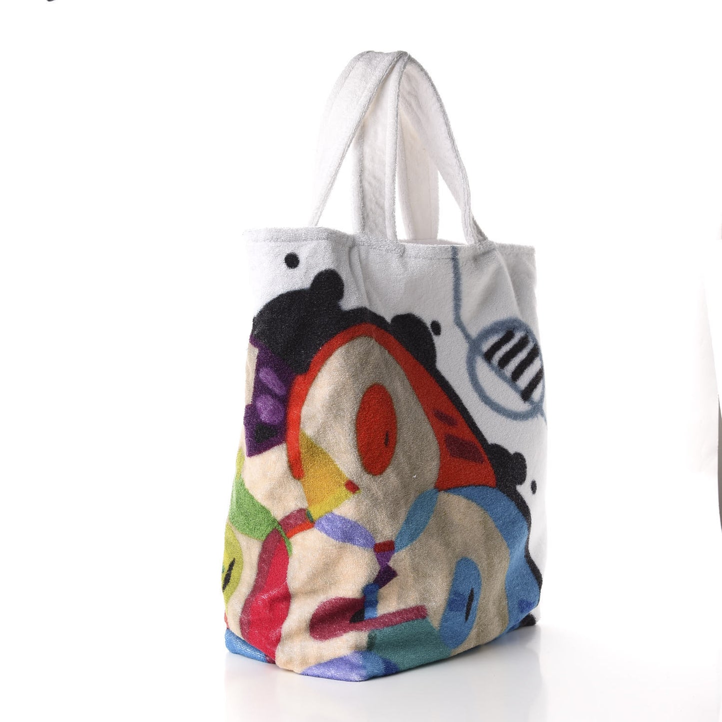 Terry Cotton Beach Tote Towel Set White Multicolor