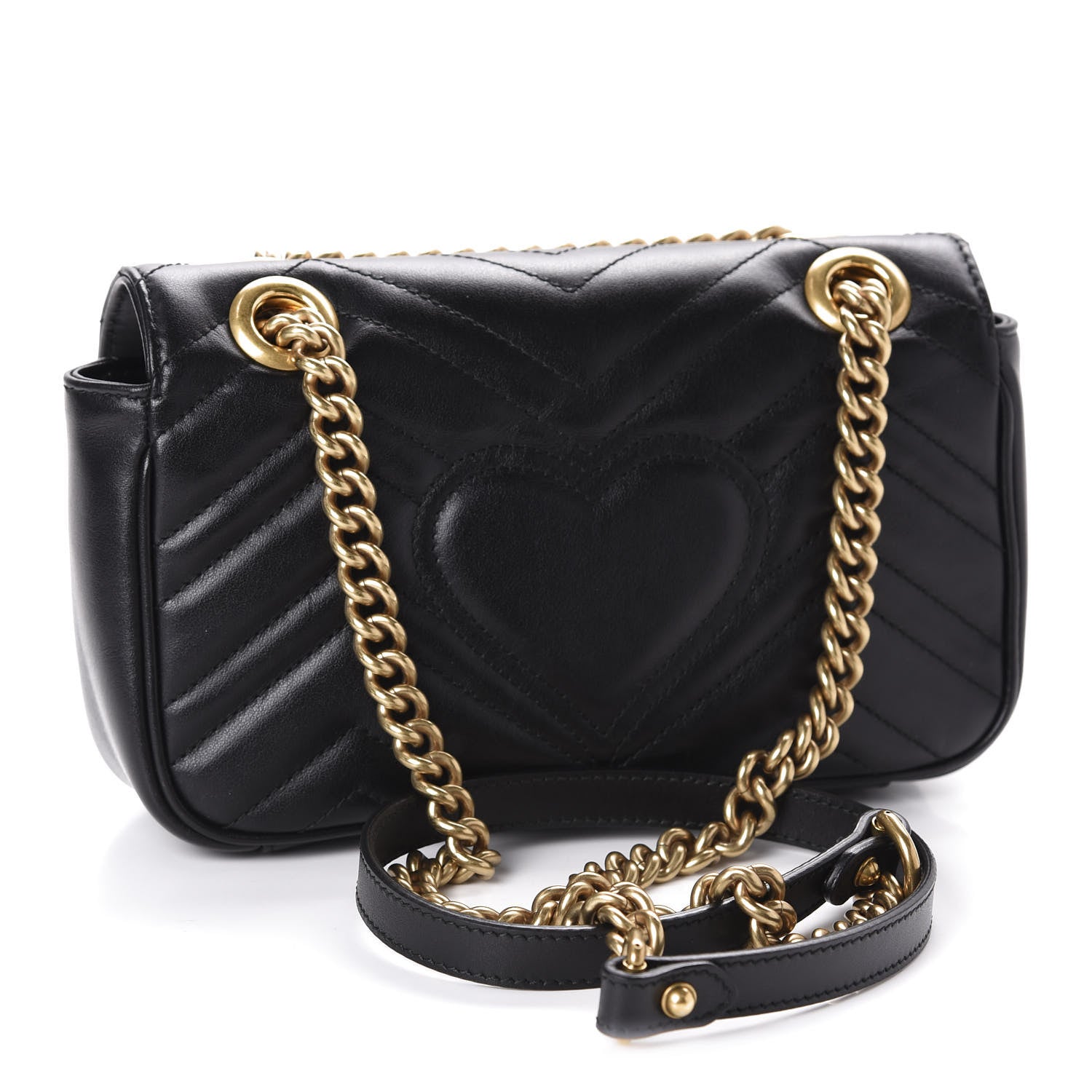 Gucci Calfskin Matelasse Mini GG Marmont Shoulder Bag Black 3 of 12