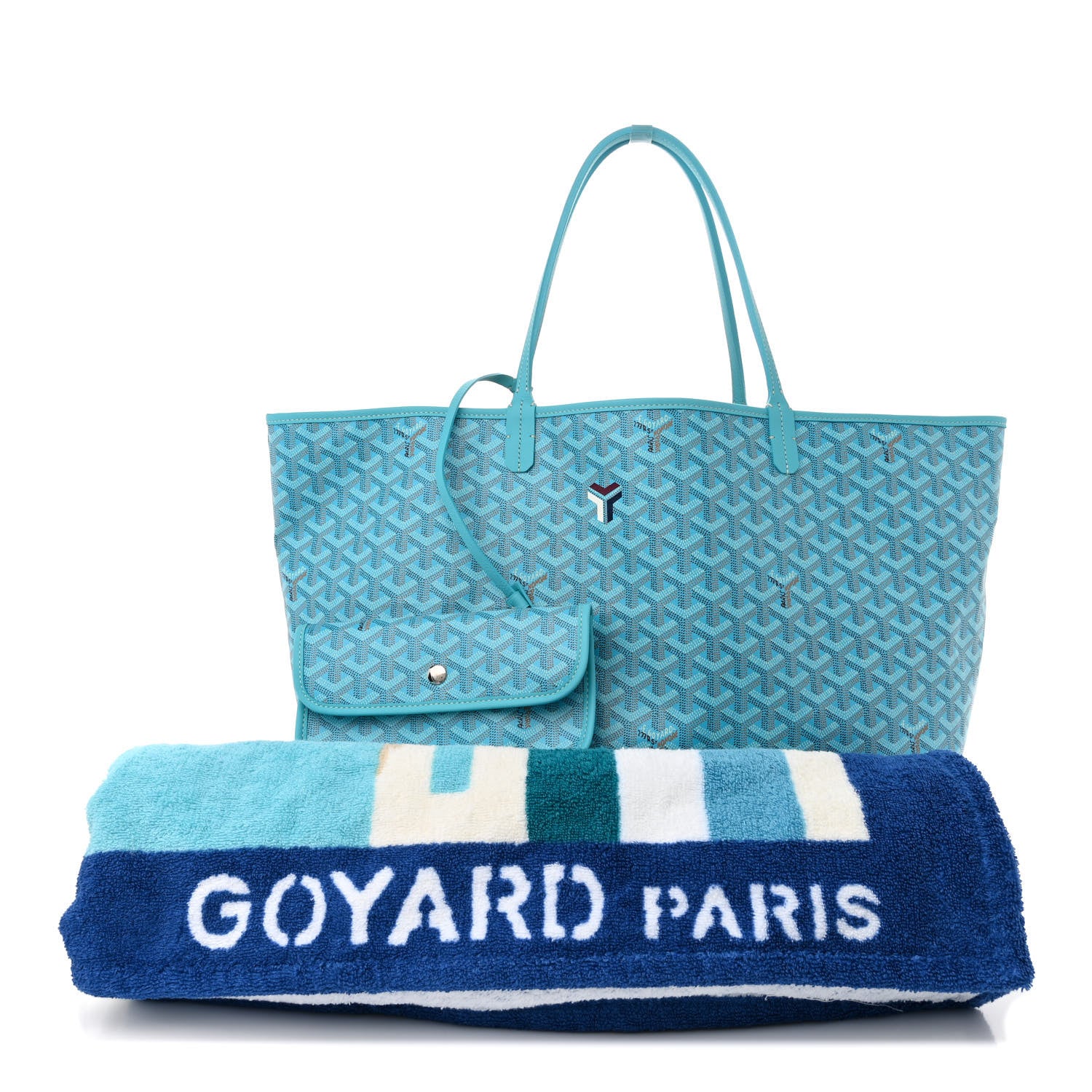 Goyard Goyardine Saint Louis GM Balise Beach Towel Set Turquoise 3 of 9