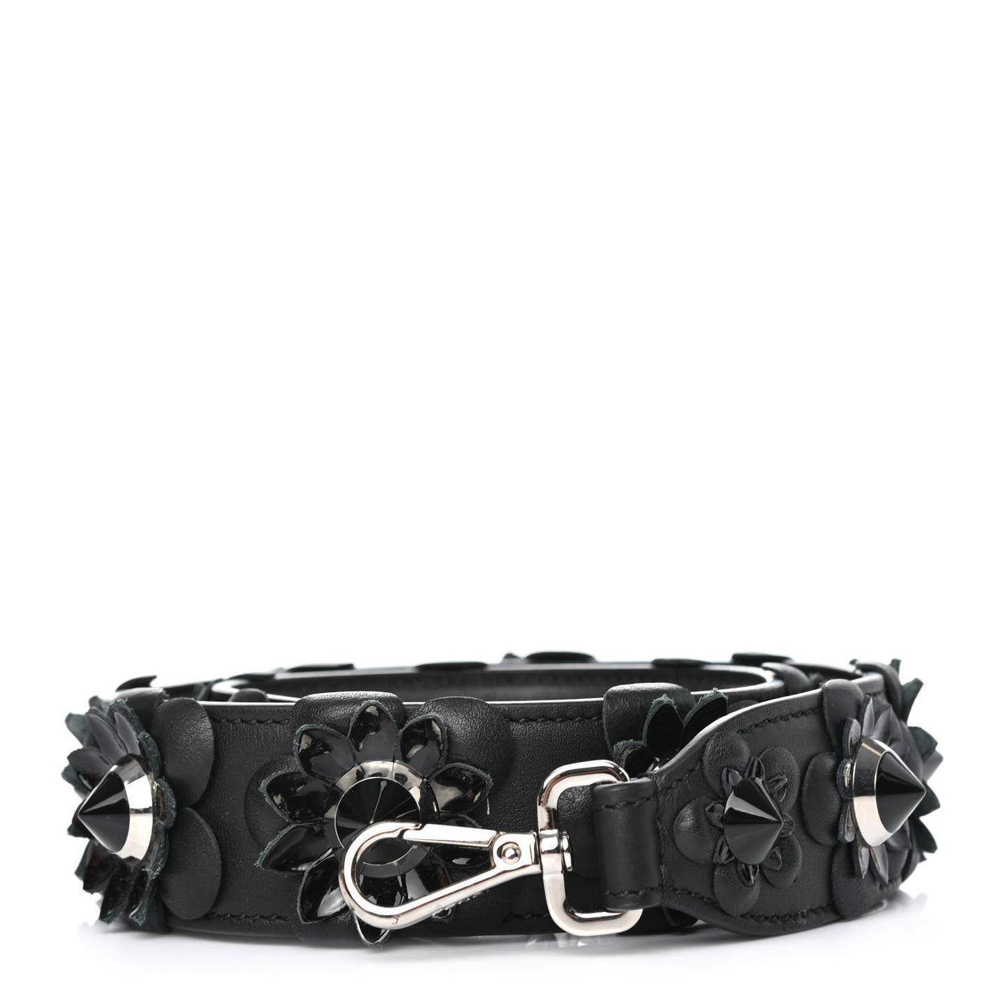 Vitello Dolce Nappa Patent Flowerland Studded Strap You Black