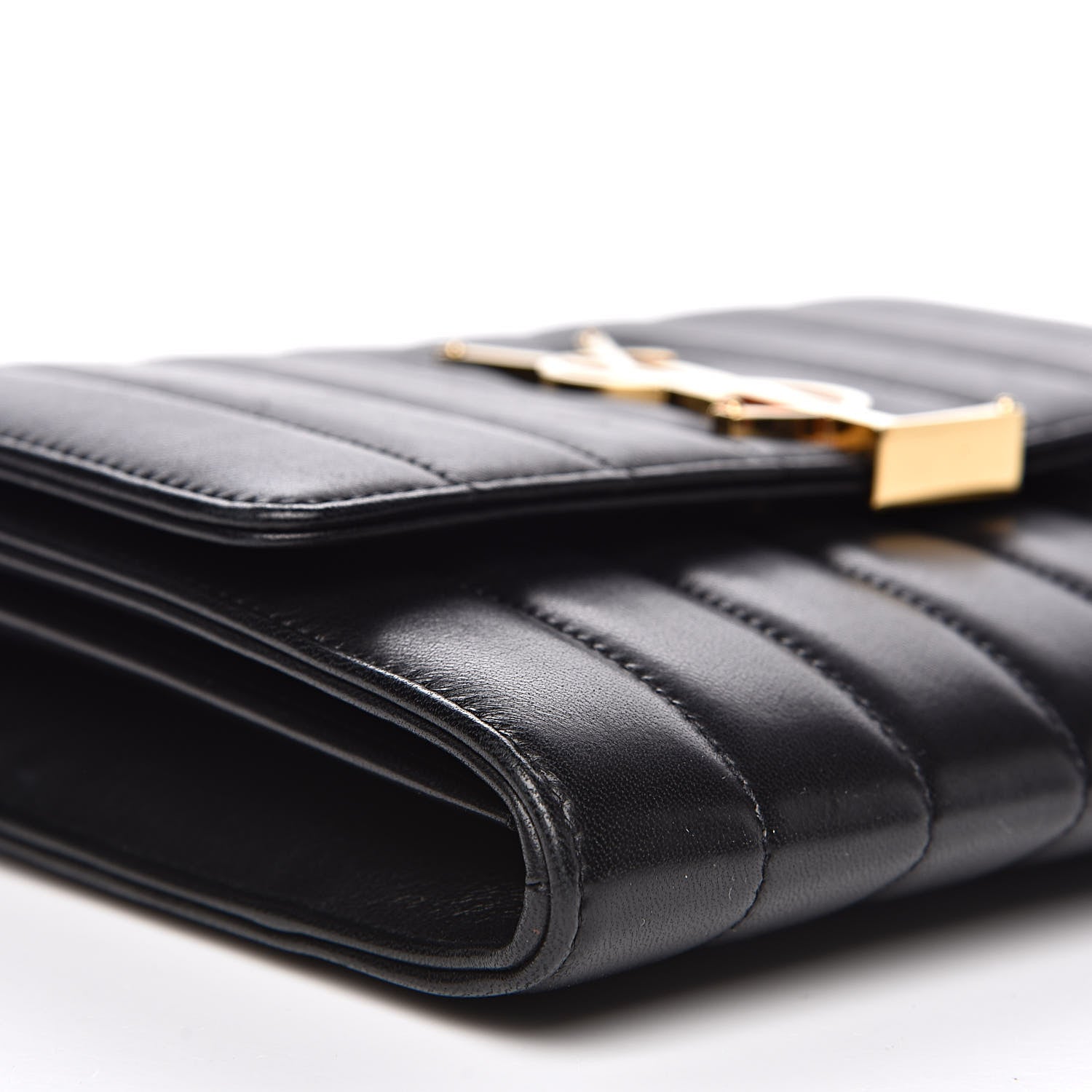 Saint Laurent Lambskin Matelasse Monogram Vicky Chain Wallet Black 7 of 13